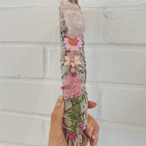 Floral Decorated Crystal Sage Sticks